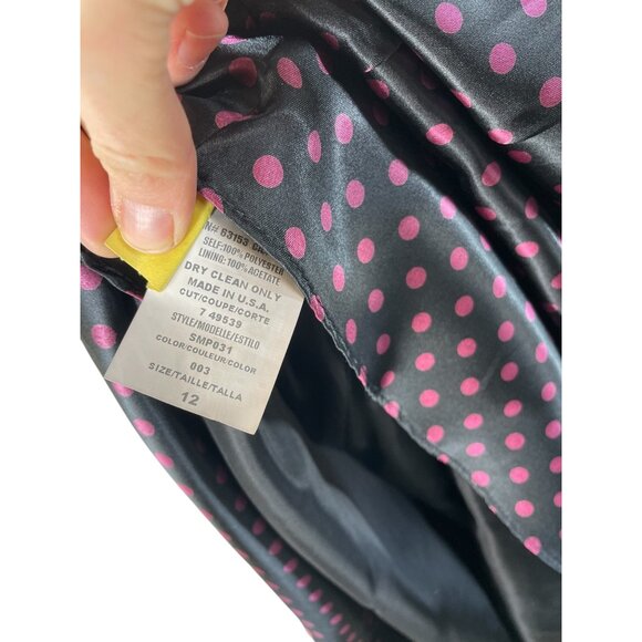 Pinup V-Neck Polka Dot Sleeveless Dress With Ruffle Trim & Waist Tie Size 12 - Picture 8 of 10